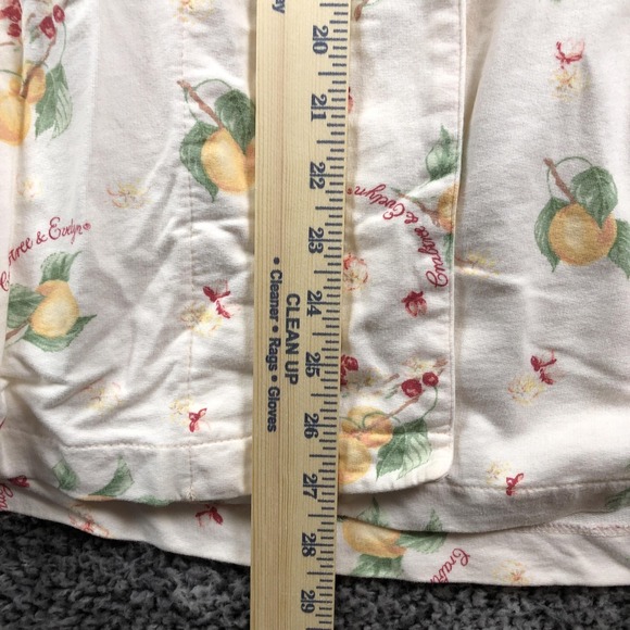 Crabtree & Evelyn Robe Womens Small White Cotton Kimono Belted Lemon Floral - Picture 8 of 13